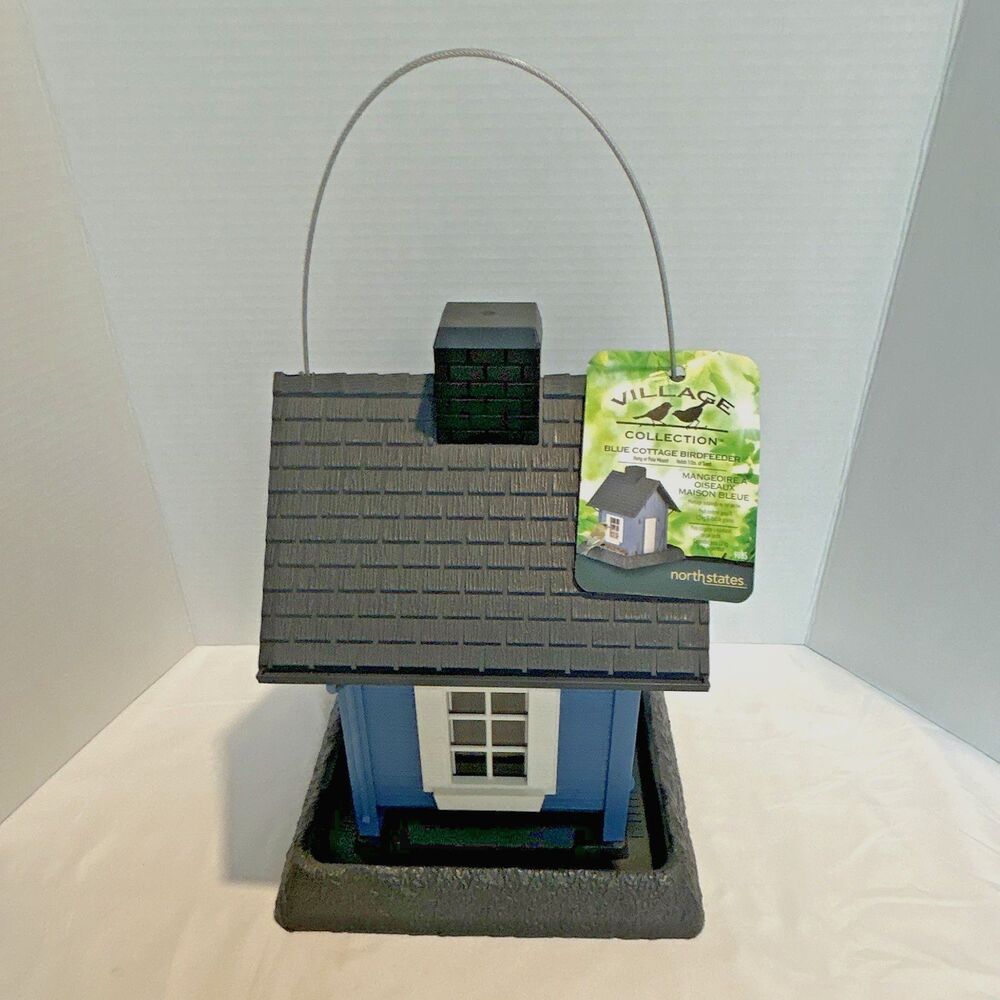 North States Village Collection Blue Cottage Bird Feeder 9085 5lb Capacity NWT